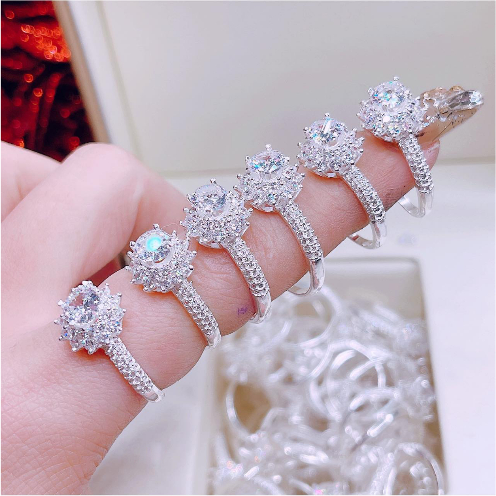 Nhẫn sen đá trắng sáng_ bạc kim hưng