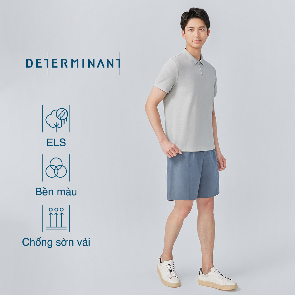 Áo thun nam Polo Cotton kháng khuẩn ngăn mùi thương hiệu Determinant - màu Xám Khóa kéo ở cổ [P07]