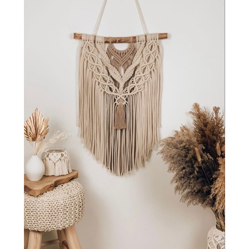 Mành macrame trang trí treo tường, decor nhà cửa hiện đại, phong cách Bắc Âu