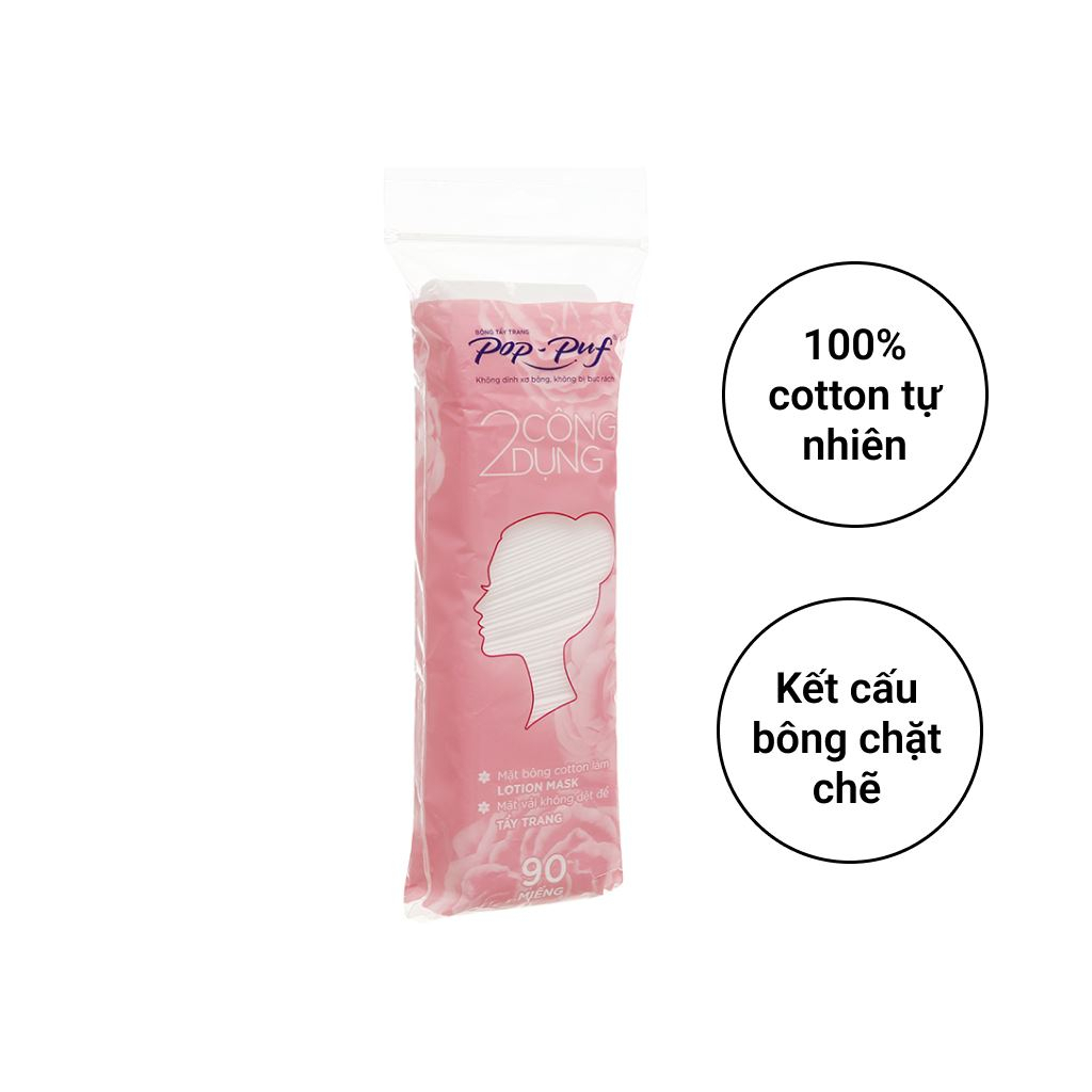 COMBO 3 Bịch Bông tẩy trang Pop-Puf 2 công dụng 120 miếng /bịch