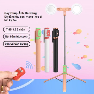 Gậy chụp ảnh selfie dài 1.7m siêu chất có 2 đèn gương led kèm giá đỡ 3 chân đa năng điều khiển bluetooth từ xa JC 18H