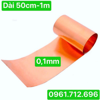 Đồng tấm lá đỏ 0,1mm , chiều rộng 60cm ,chiều dài 50cm -1m