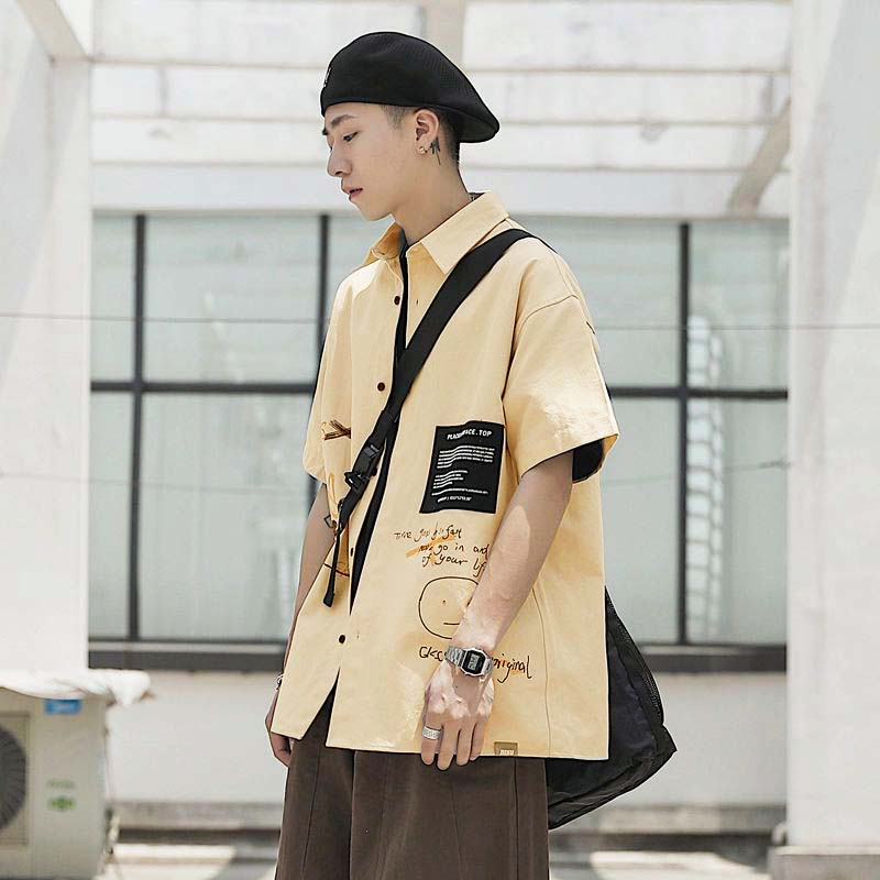 Áo sơ mi nam sơ mi ngắn tay nam nữ Menswear cổ vest unisex tay lỡ basic chất vải đũi trơn Hàn cao cấp mịn chống nhăn