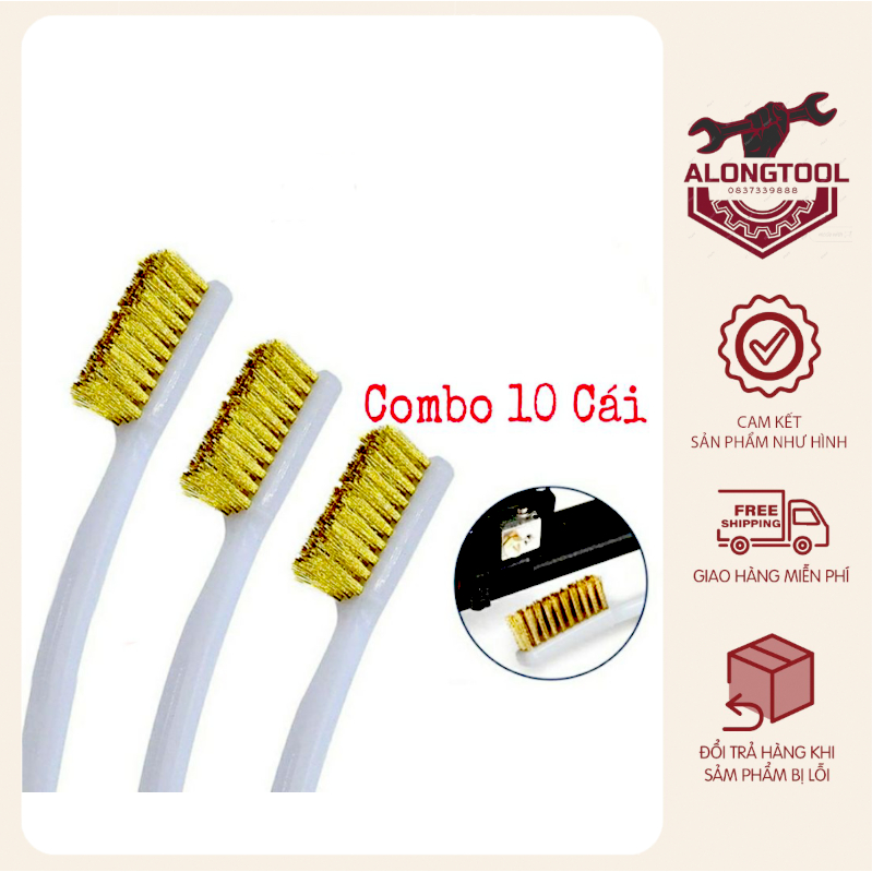 10 bàn chải đồng mềm ALONGTOOL cọ rửa lốc máy rửa xe vệ sinh đầu in máy in 3D