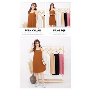 Váy 2 dây dài suông chất đũi lụa trơn basic nữ TANOSA