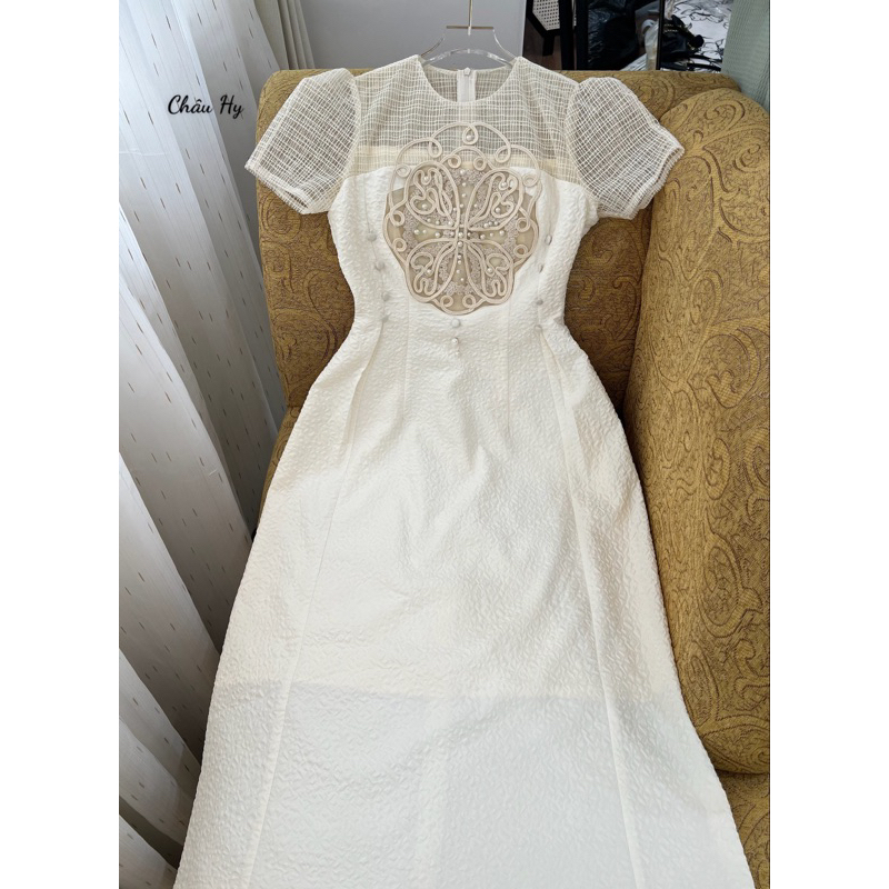 Váy Gấm Hoạ Tiết Đính Ngọc Siêu Hot