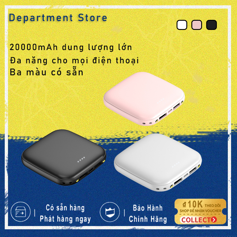 Sạc dự phòng mini dung lượng lớn 20000mah, dung lượng lớn, nhỏ gọn và di động, phổ biến cho điện thoại di động