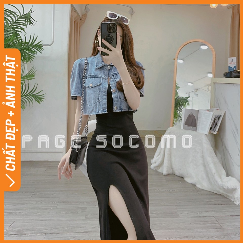 Áo jean lửng tay bồng Socomo A362023 - Hàng Loại 1, Chất Đẹp - Giá tốt