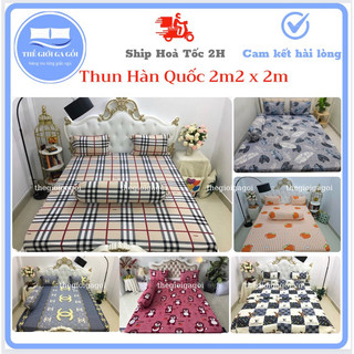 Bộ ga giường, Drap giường 2m2 Thun lạnh Hàn Quốc 4 món mát lạnh cao cấp
