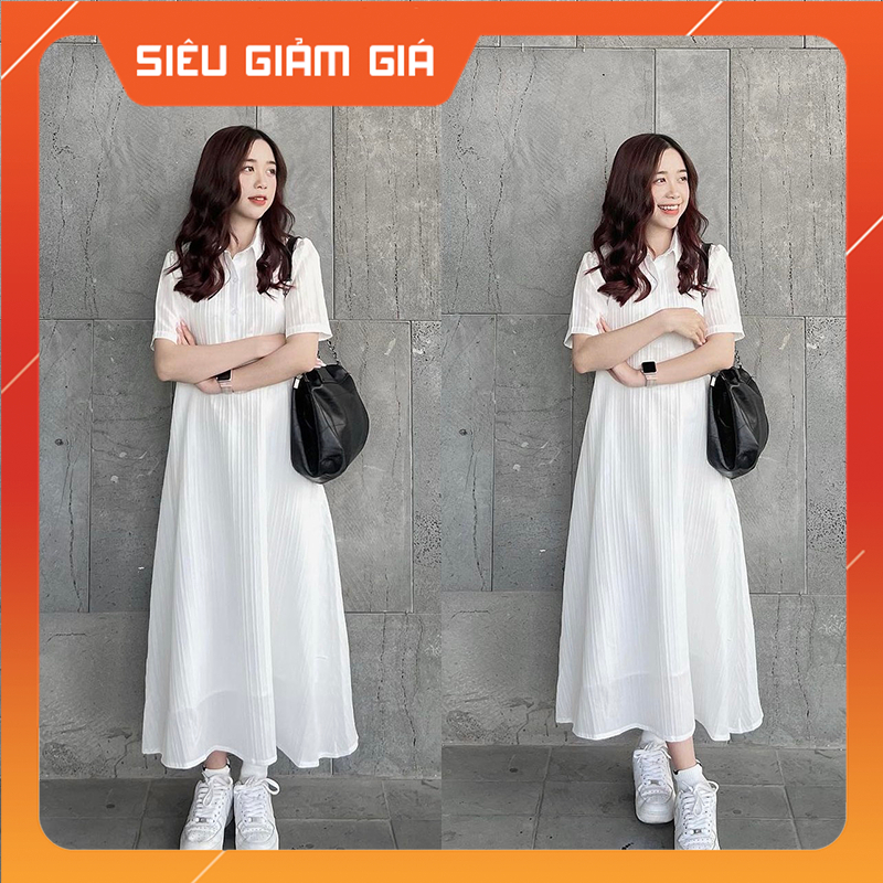 Đầm Polo Suông Cộc Tay Vải Vân Kẻ Dáng Dài Kèm Váy 2 Dây Lụa Trong M2987 - Teen888