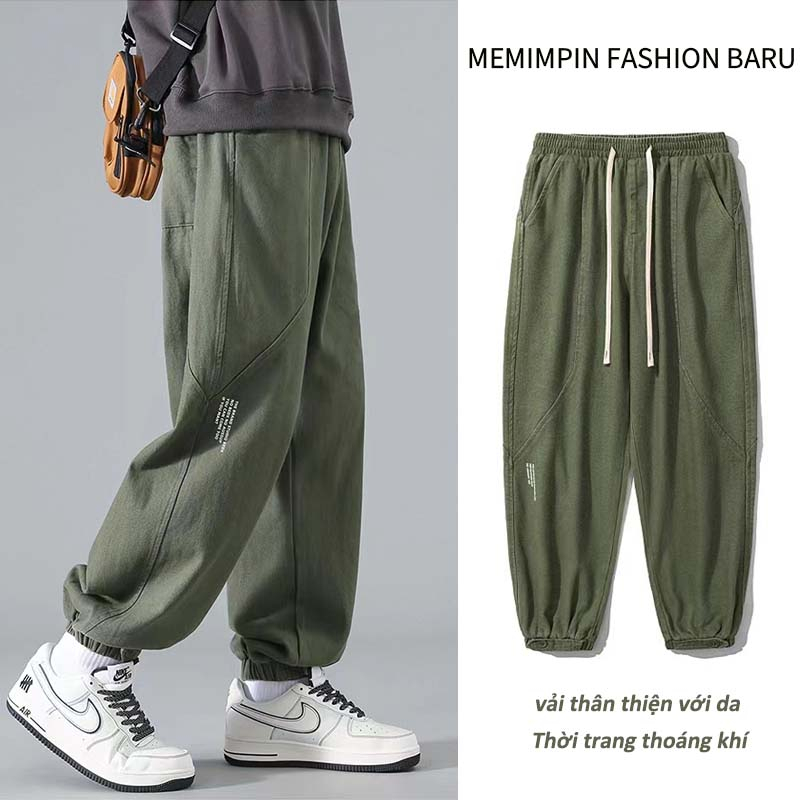 Quần nam Quần jogger nam ống rộng quần jogger thể thao 45-85kg unisex dây rút bo chun Basic overszie phong cách Hàn Quốc