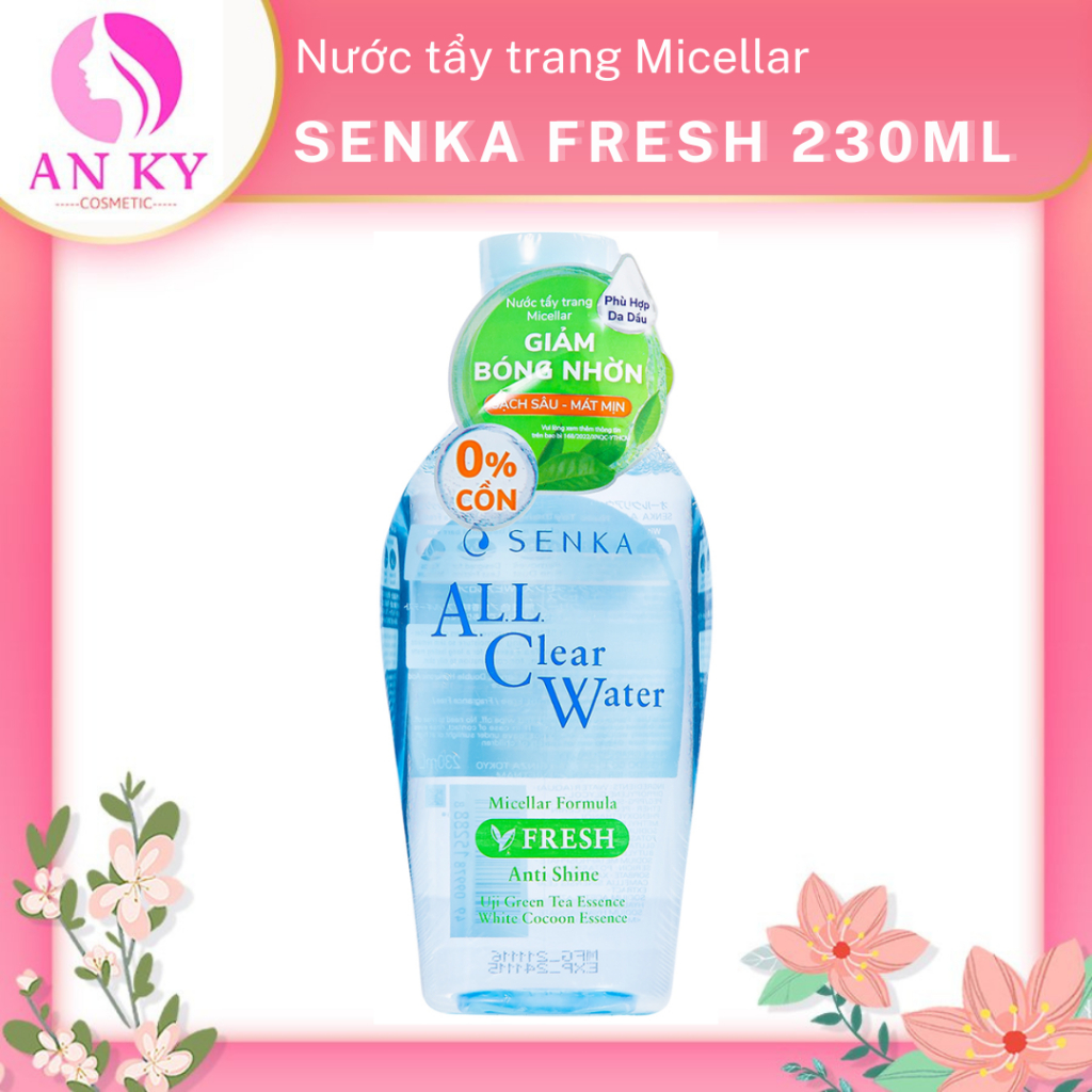 Nước tẩy trang Micellar Senka ALL Clear Water Fresh, màu xanh