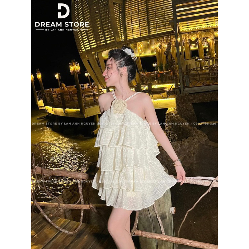 Váy Yếm Tầng Ren Hoa 2 Màu Sexy Hàng Dày Dặn S120