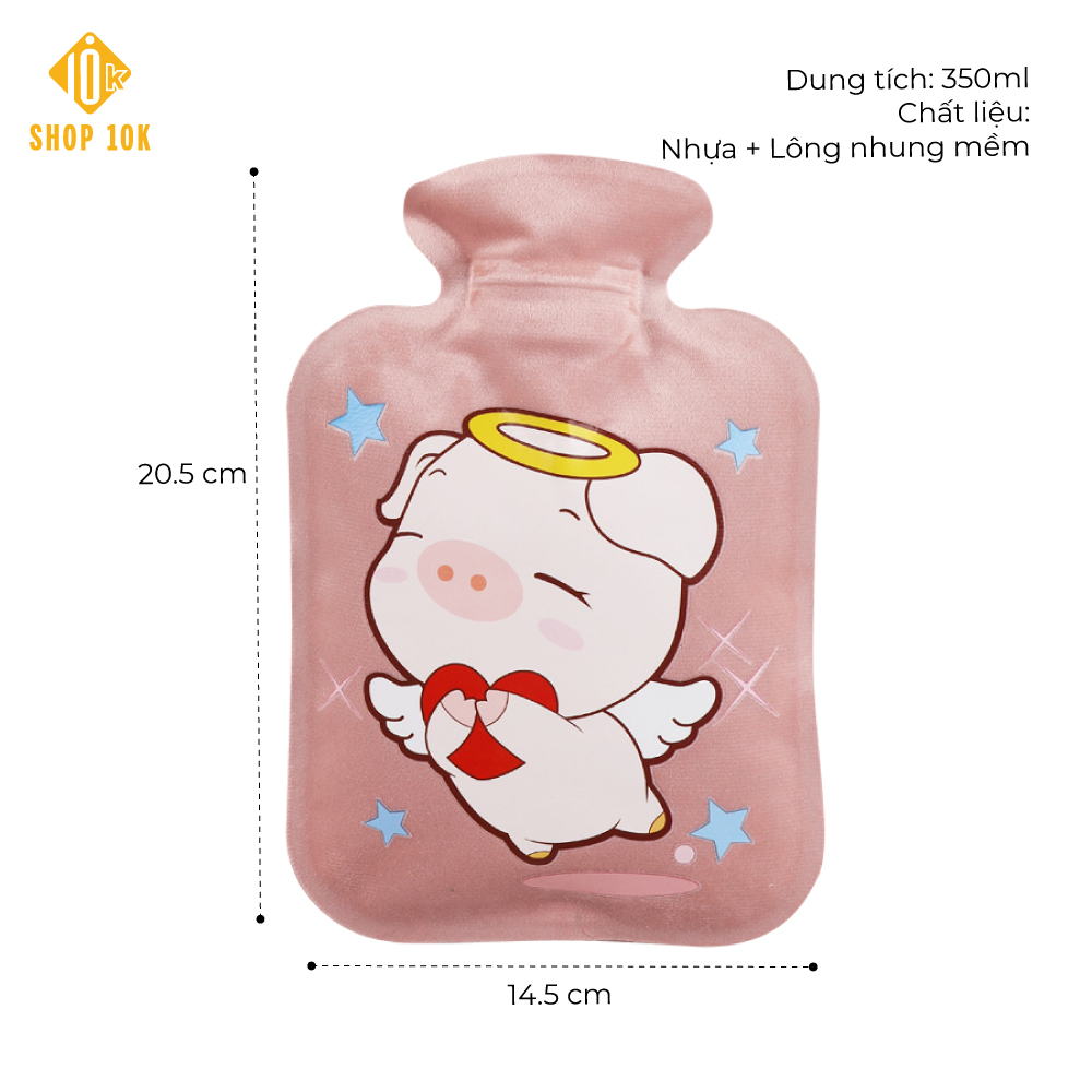 Túi chườm nóng lạnh nhung mềm SHOP10K giảm đau bụng kinh, túi chườm giữ ấm hạ sốt 350ml SP004163