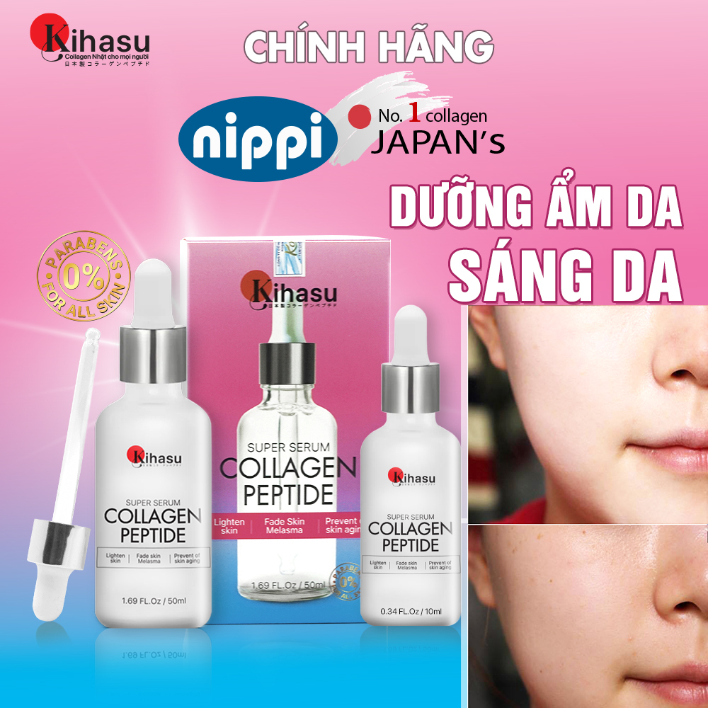 Combo 2 chai Serum cao cấp Kihasu Collagen Nipi Nhật Bản dưỡng ẩm da, căng da, sáng da : Niacinamide, vitaminC...