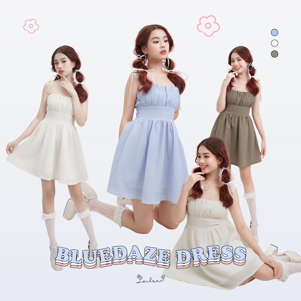 Đầm hai dây xòe nhấn eo Leilani 𝐁𝐥𝐮𝐞𝐃𝐚𝐳𝐞 𝐃𝐫𝐞𝐬𝐬.