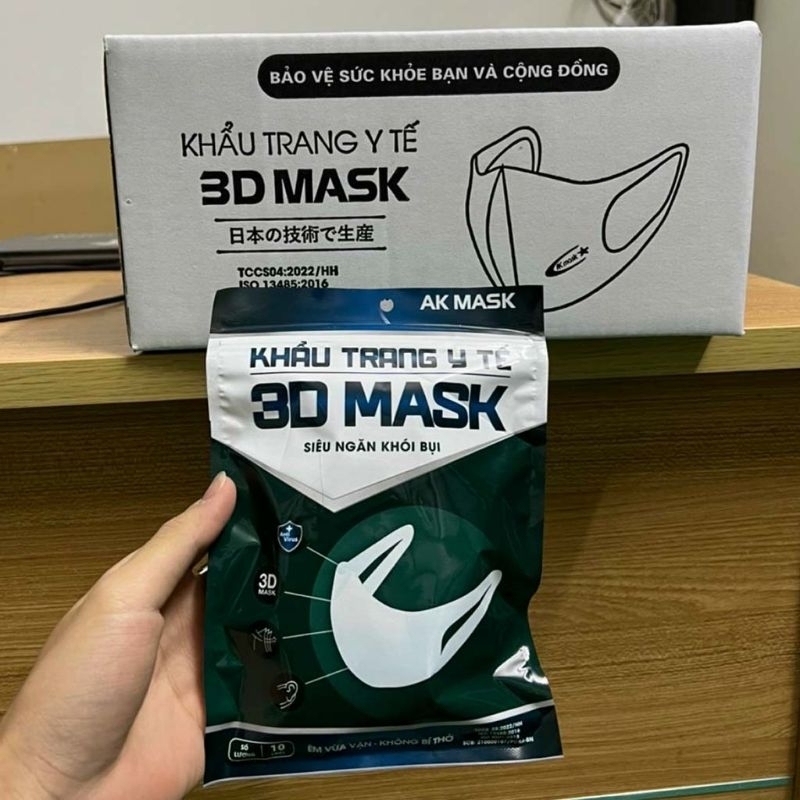 COMBO 10 TÚI 100 CÁI KHẨU TRANG 3D AK
