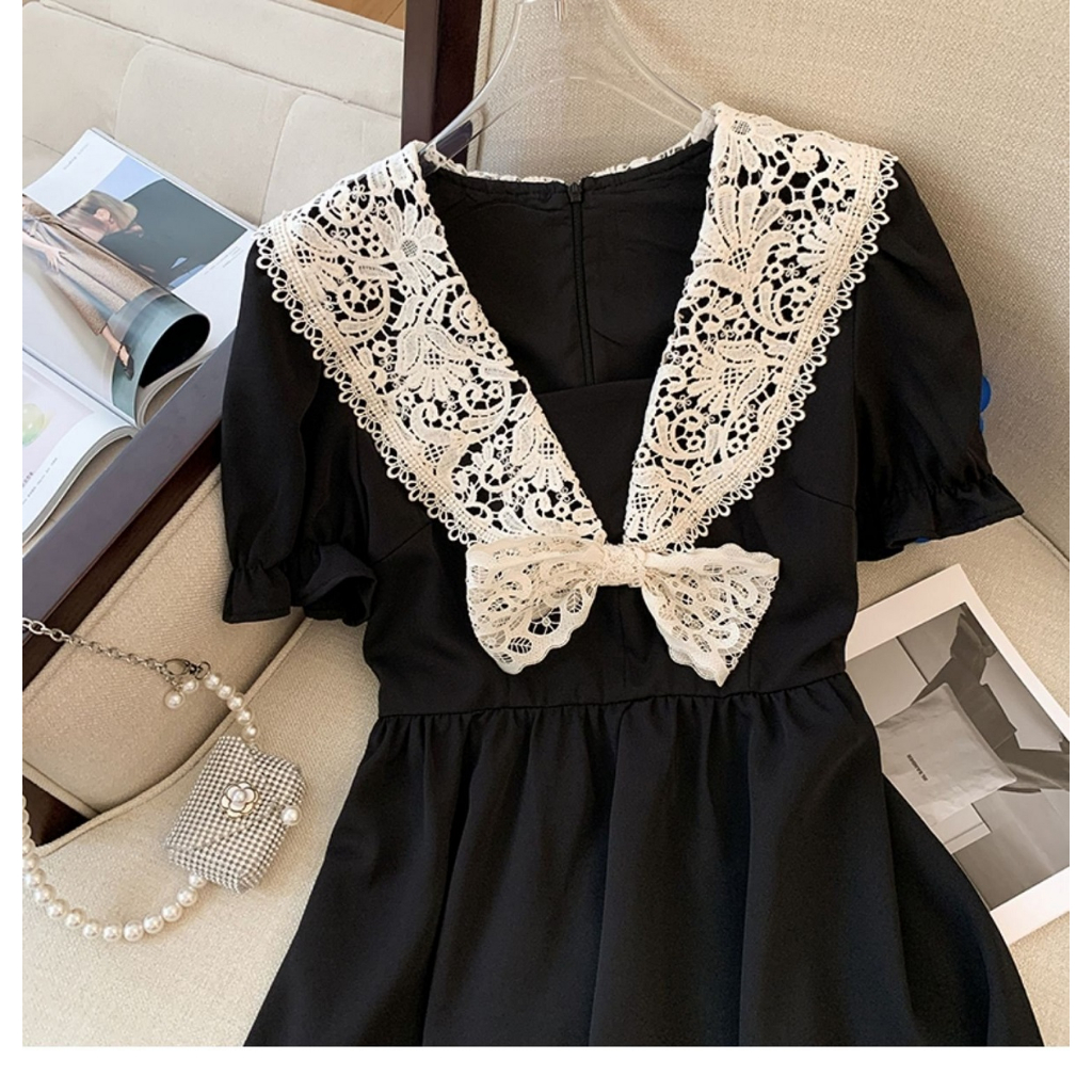 Đầm bigsize Nữ Tú Mỡ Đầm Bigsize Thiết Kế Tôn Dáng Đầm ren cổ V Đi làm dạo phố Đủ size 45-85kg DA0171
