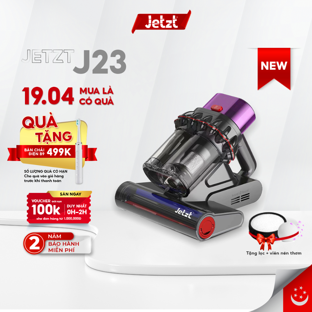 Máy hút bụi giường nệm diệt khuẩn thông minh thế hệ mới JETZT J23, lực hút 20.000 PA