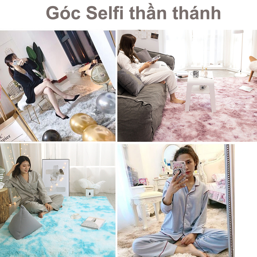 Thảm Lông  loang Trải Sàn Phòng ngủ chụp ảnh decor phòng khách giường giá rẻ cao cấp đen xám đỏ