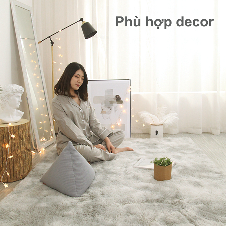 Thảm Lông  loang Trải Sàn Phòng ngủ chụp ảnh decor phòng khách giường giá rẻ cao cấp đen xám đỏ