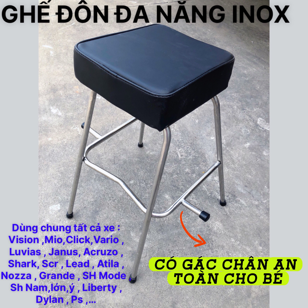 Yên ghế xe máy cho bé , yên nệm đen ghế đôn ga