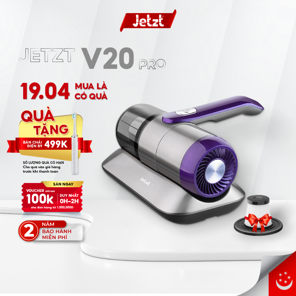 Máy hút bụi giường nệm diệt khuẩn UV Jetzt V20 PRO không dây cầm tay, hàng chính hãng
