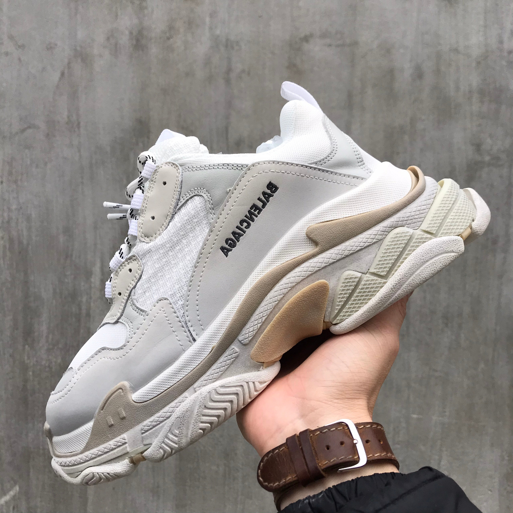 GIẦY THỂ THAO SNEAKER NAM NỮ TRIP S MÀU FULL TRẮNG & ĐẾ KHÍ HỒNG VÀNG