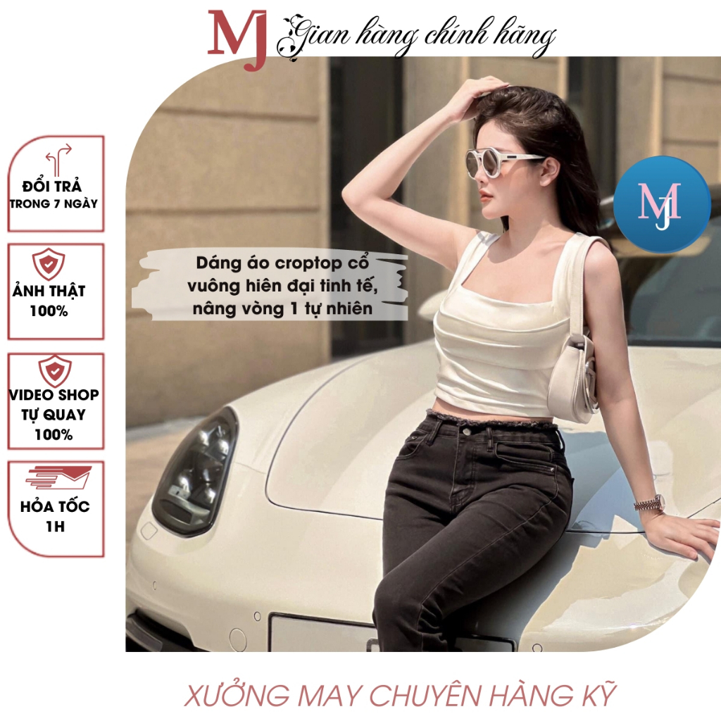 Áo hai dây bản to cổ vuông - Áo hai dây croptop - Áo thun croptop cách điệu - Áo bra nữ phong cách crop cá tính sexy 1