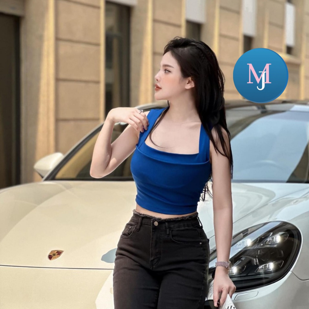 Áo hai dây bản to cổ vuông - Áo hai dây croptop - Áo thun croptop cách điệu - Áo bra nữ phong cách crop cá tính sexy 1