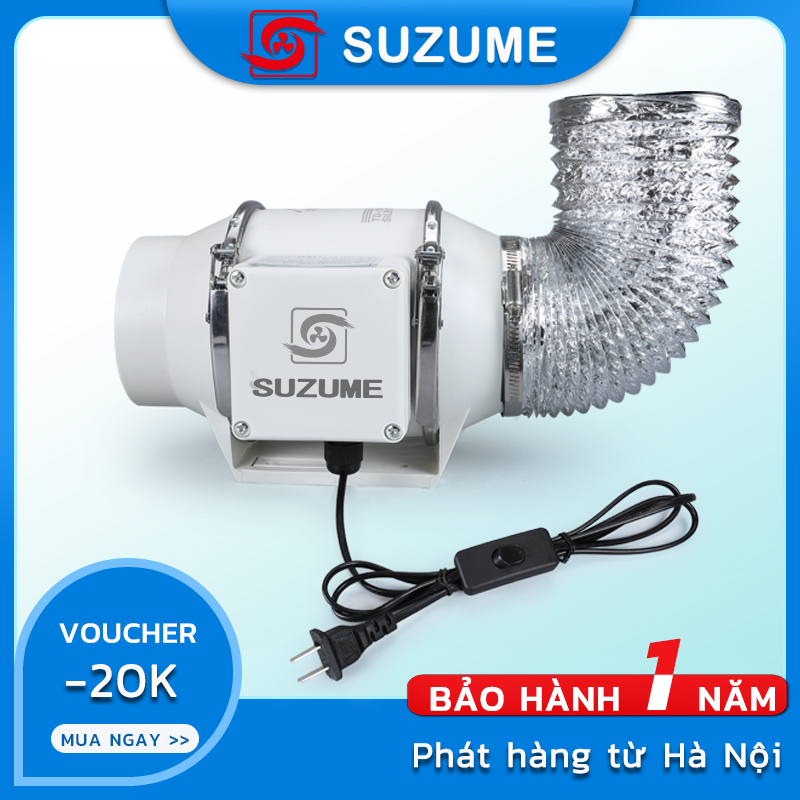 SUZUME Quạt thông gió hút mùi đường ống đa năng hiệu suất cao chuyên dùng cho nhà bếp công sở nhà vệ sinh không ồn