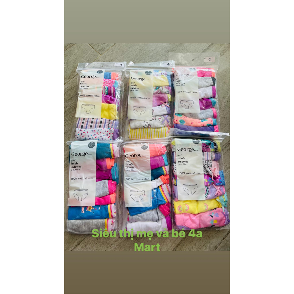 Sét 7 quần chip George xuất dư xịn đủ size cho bé gái