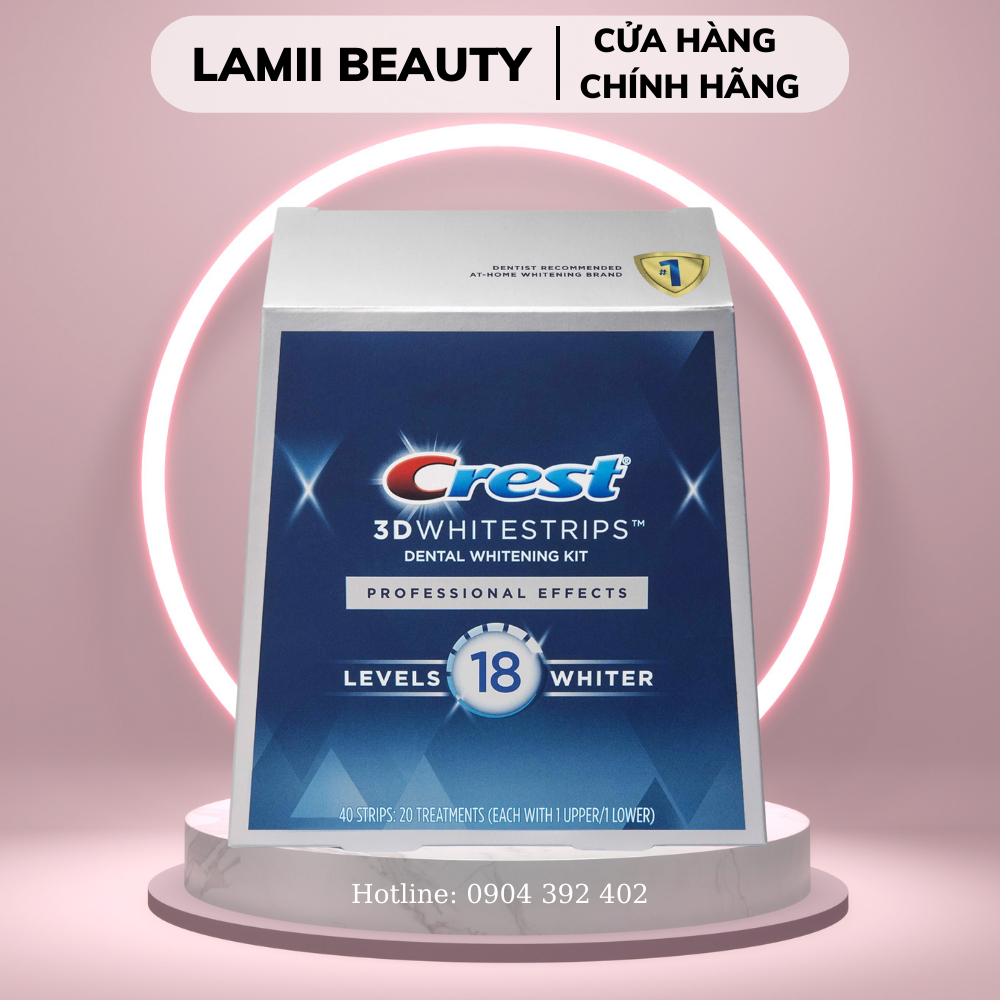 Miếng dán trắng răng Crest 3D Whitestrips Professional Effect Level 18 Whiter - LAMII BEAUTY