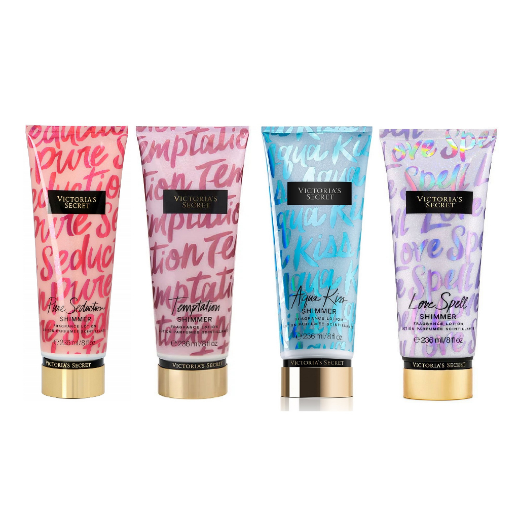 Dưỡng thể nhũ kim Victoria's Secret Shimmer Love Spell/Aqua Kiss/Pure Seduction/Temptation Fragrance Lotion 236ml (Mỹ)