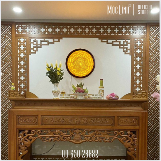 Tranh Trúc chỉ tròn Mộc Linh - Làm thủ công từ 100% tre tự nhiên - Trang trí ban thờ gia đình Việt