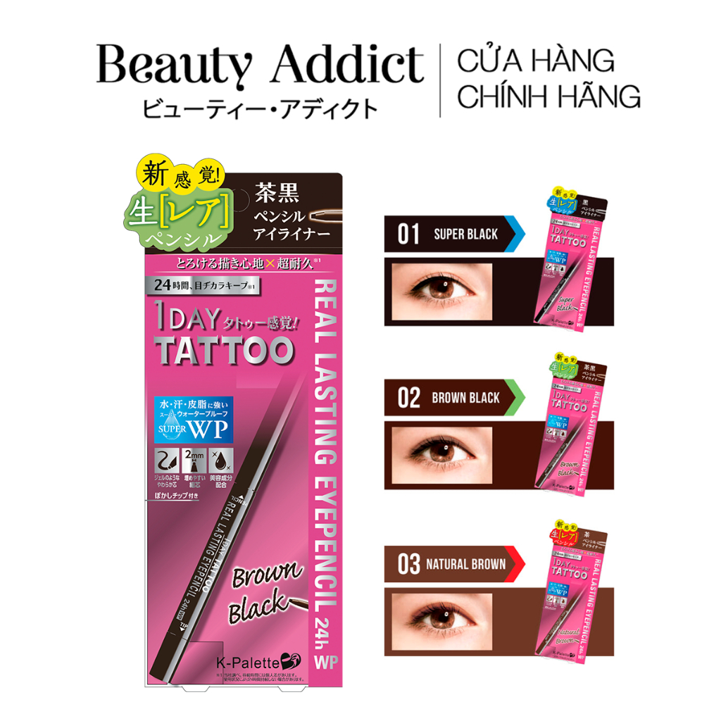Chì kẻ mắt chống nước K-PALETTE Real Lasting Eyepencil 24h WP