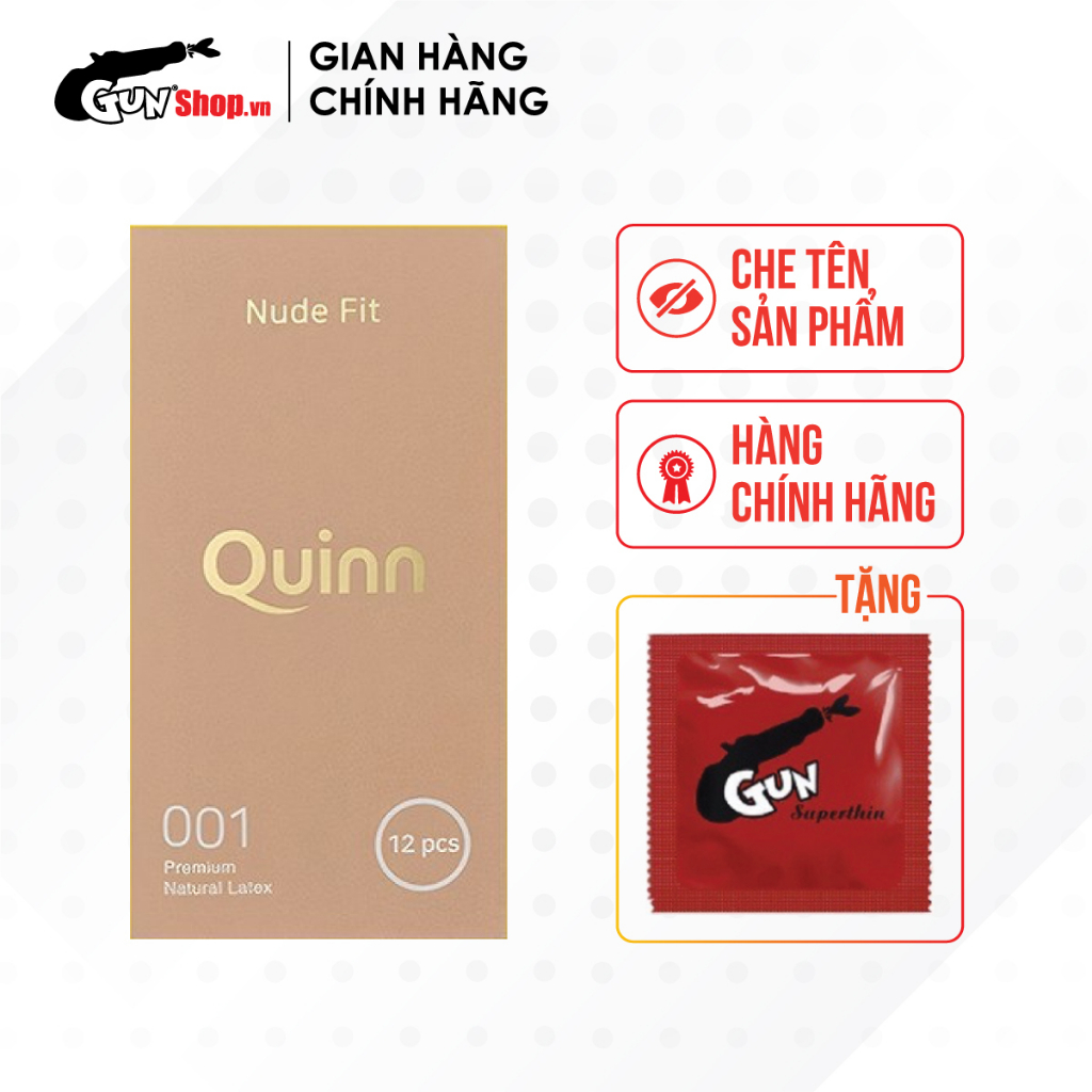 Bao cao su Quinn Nude Fit 001 siêu mỏng, chống tuột 12 cái | GUNSHOP VIỆT NAM