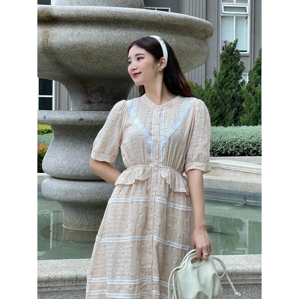 Váy babydoll hoa nhí dáng xòe V08