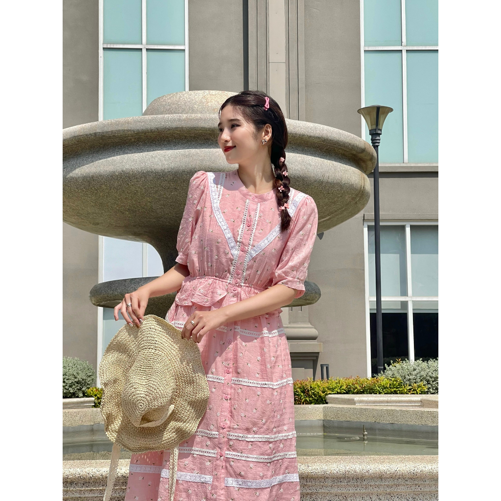 Váy babydoll hoa nhí dáng xòe V08