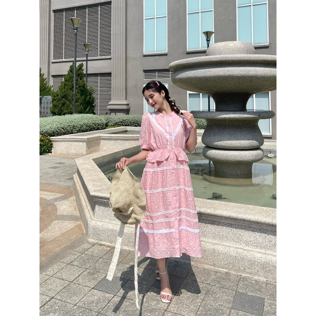 Váy babydoll hoa nhí dáng xòe V08