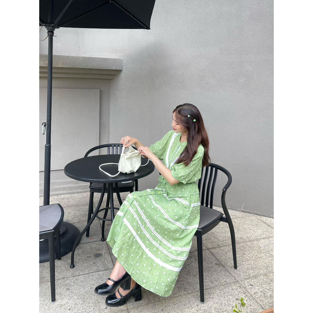 Váy babydoll hoa nhí dáng xòe V08