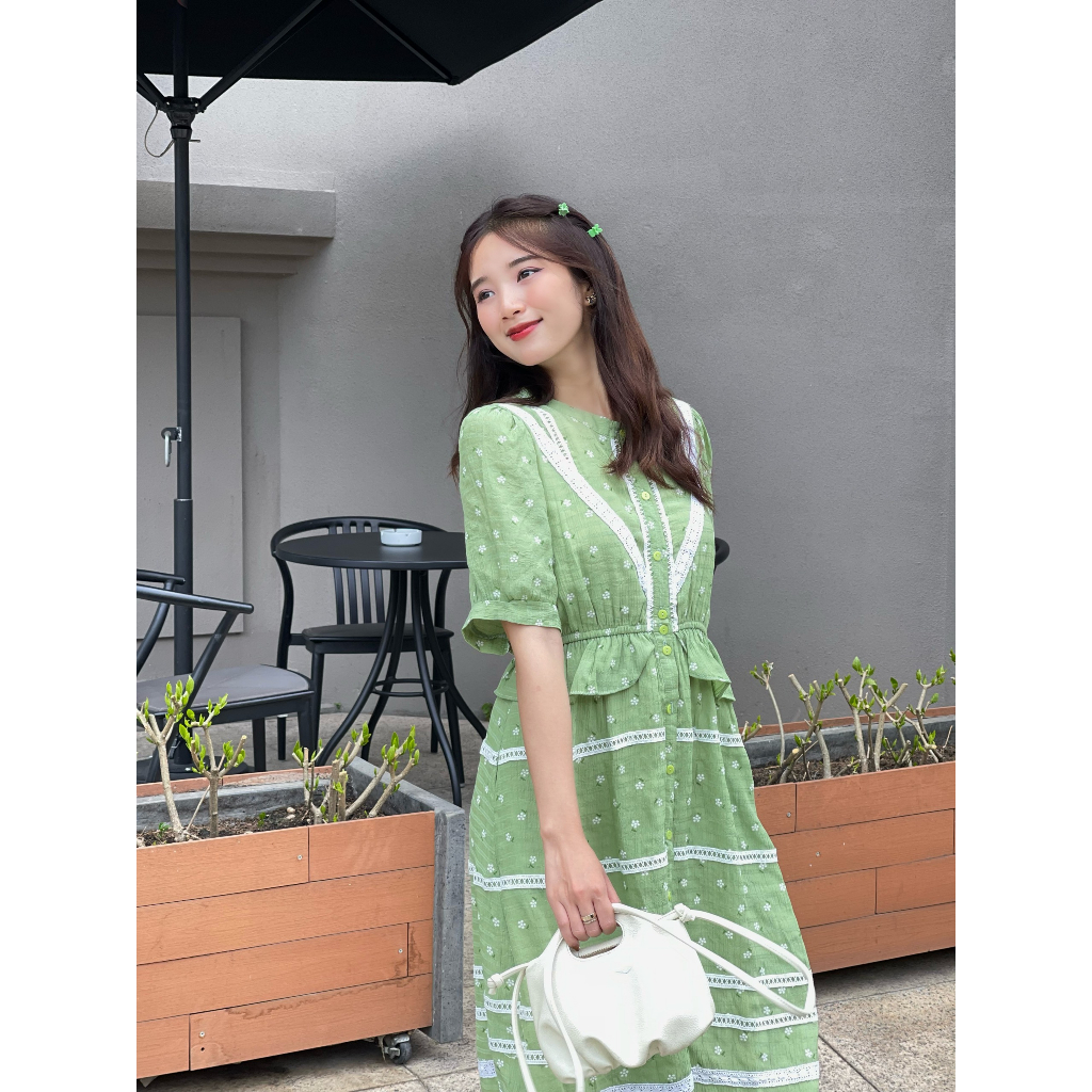 Váy babydoll hoa nhí dáng xòe V08