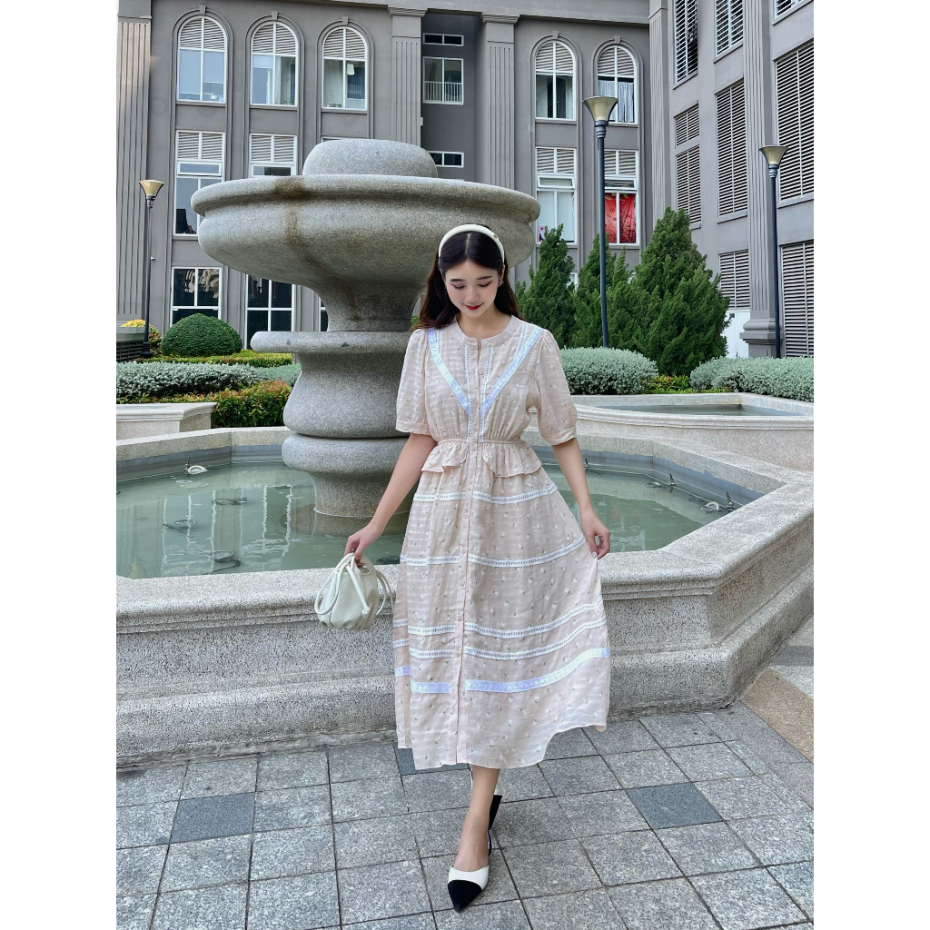 Váy babydoll hoa nhí dáng xòe V08