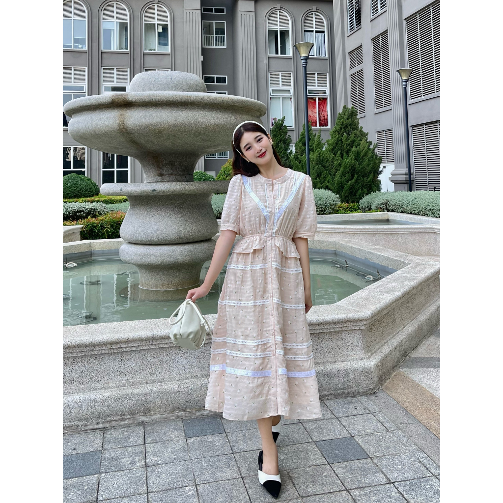Váy babydoll hoa nhí dáng xòe V08