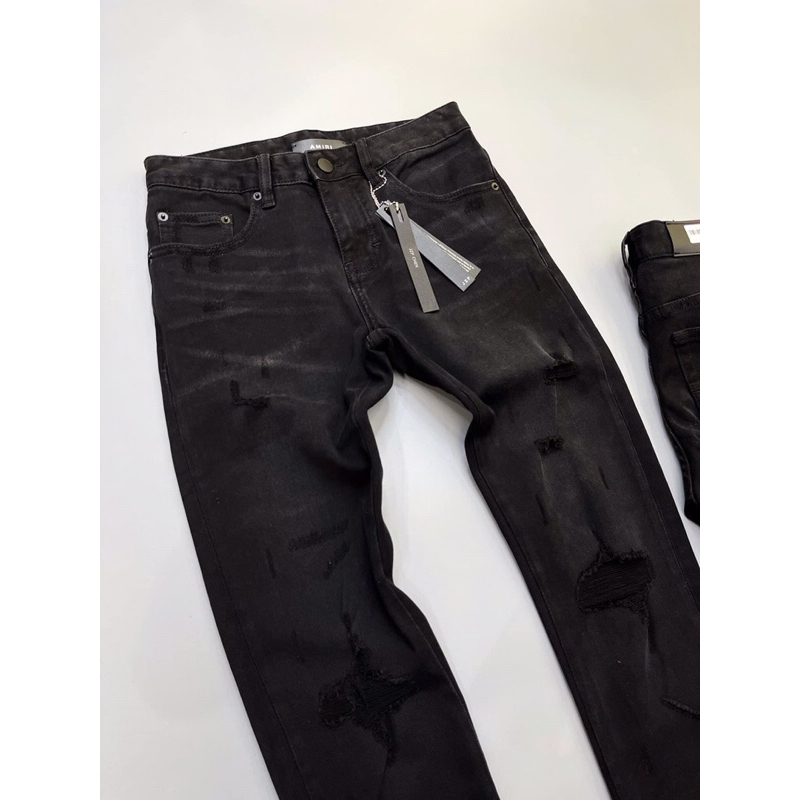 ⚡️[Hight Quality] - Quần Bò Amir - Jeans Amir Đen Rách Gối - Hàng Loại 1 Chất Liệu Jean Cao Cấp