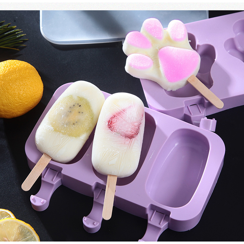 Khuôn làm kem silicon có nắp đậy kèm 50 que gỗ