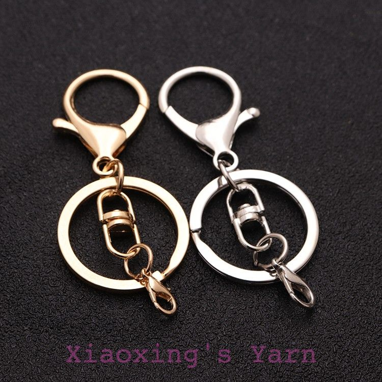 Móc khoá càng cua lớn kèm khoen màu gold làm thủ công, móc thú màu gold | Xiaoxing's Yarn