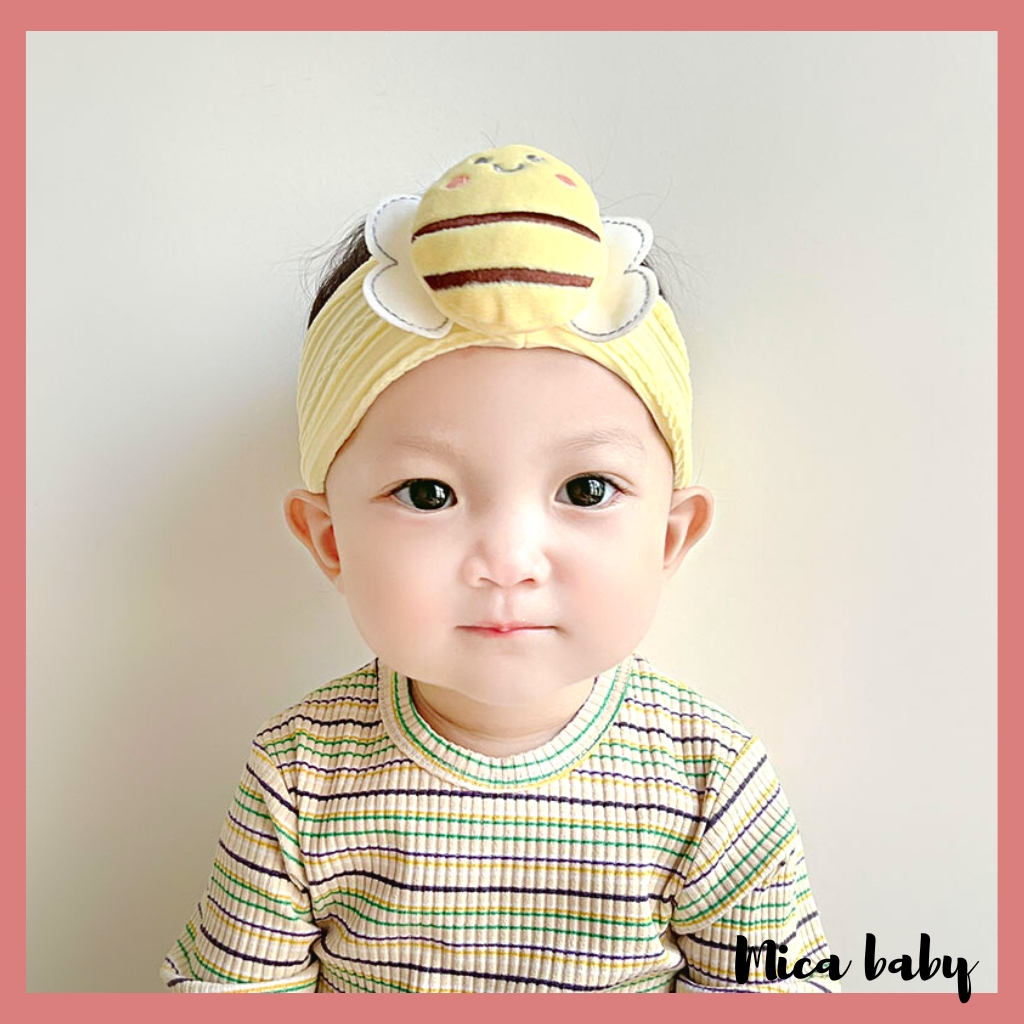 Băng đô hình ong dễ thương che thóp cho bé, băng đo thun gân gắn hình thú cho trẻ em BD77 Mica baby