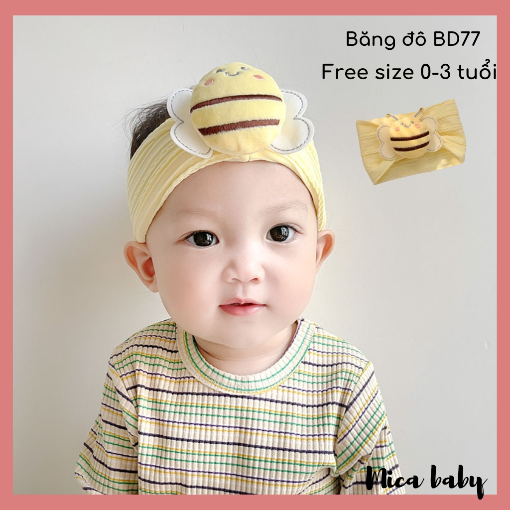 Băng đô hình ong dễ thương che thóp cho bé, băng đo thun gân gắn hình thú cho trẻ em BD77 Mica baby