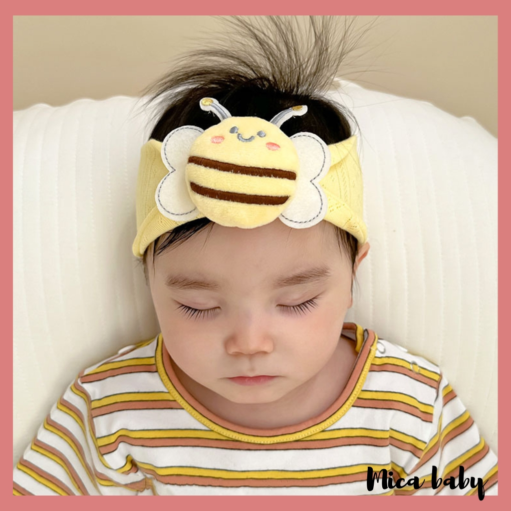 Băng đô hình ong dễ thương che thóp cho bé, băng đo thun gân gắn hình thú cho trẻ em BD77 Mica baby